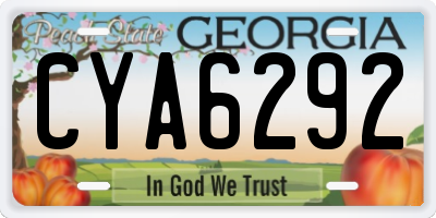 GA license plate CYA6292
