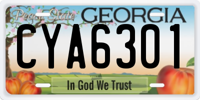 GA license plate CYA6301