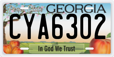 GA license plate CYA6302