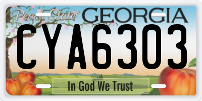 GA license plate CYA6303