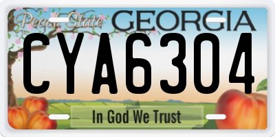 GA license plate CYA6304