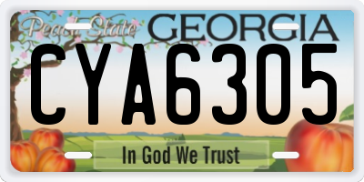 GA license plate CYA6305