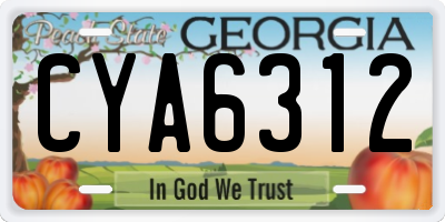 GA license plate CYA6312