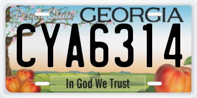 GA license plate CYA6314