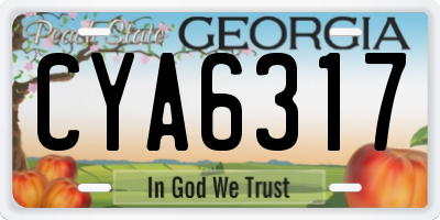 GA license plate CYA6317