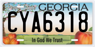 GA license plate CYA6318