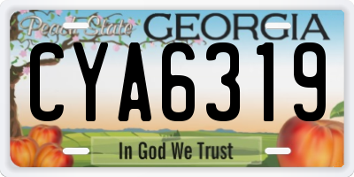 GA license plate CYA6319