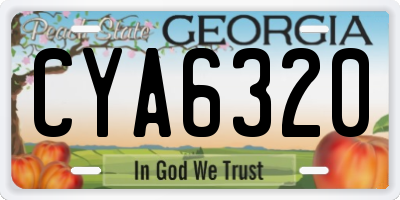 GA license plate CYA6320