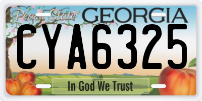 GA license plate CYA6325