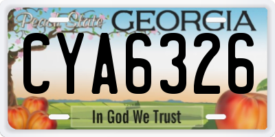 GA license plate CYA6326