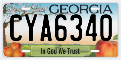 GA license plate CYA6340