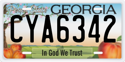 GA license plate CYA6342