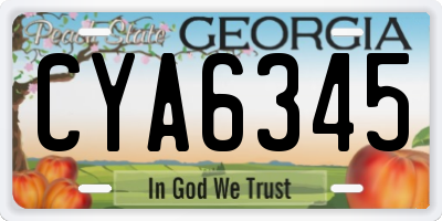GA license plate CYA6345