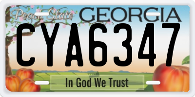GA license plate CYA6347
