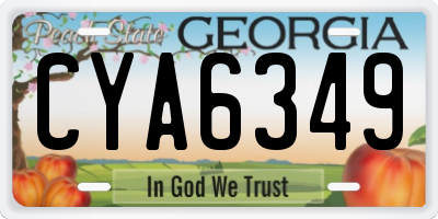 GA license plate CYA6349