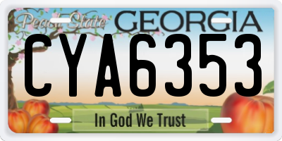 GA license plate CYA6353