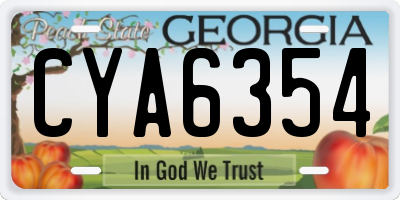 GA license plate CYA6354