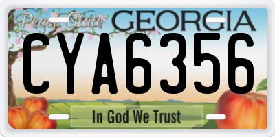 GA license plate CYA6356