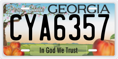 GA license plate CYA6357