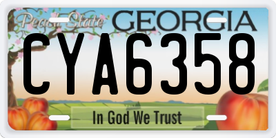 GA license plate CYA6358