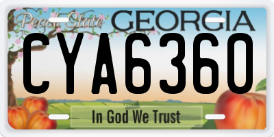 GA license plate CYA6360