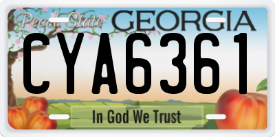 GA license plate CYA6361