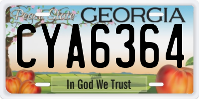 GA license plate CYA6364