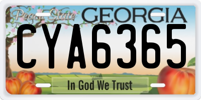 GA license plate CYA6365