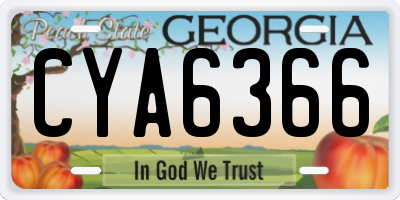 GA license plate CYA6366