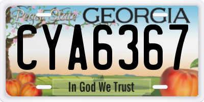 GA license plate CYA6367