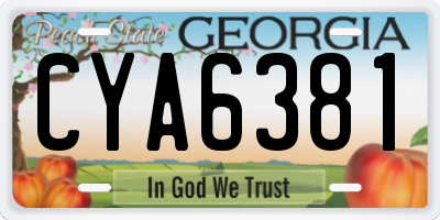GA license plate CYA6381