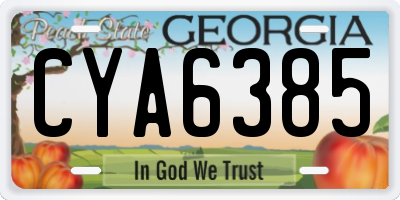 GA license plate CYA6385