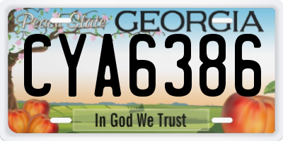GA license plate CYA6386