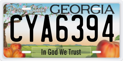 GA license plate CYA6394