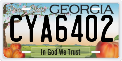 GA license plate CYA6402