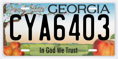 GA license plate CYA6403