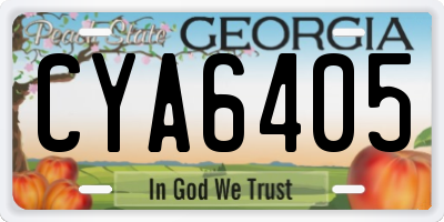 GA license plate CYA6405