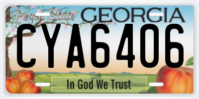 GA license plate CYA6406