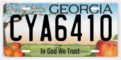 GA license plate CYA6410