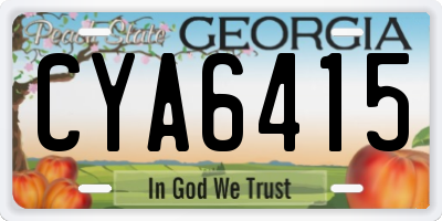 GA license plate CYA6415