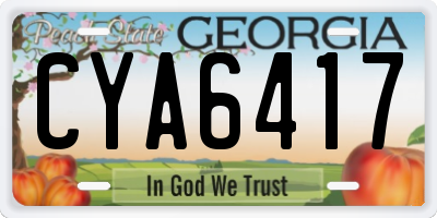 GA license plate CYA6417
