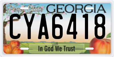 GA license plate CYA6418