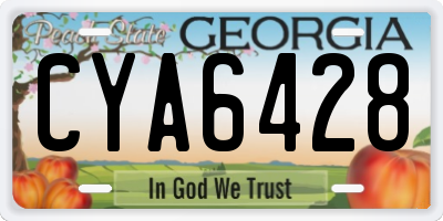 GA license plate CYA6428