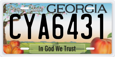 GA license plate CYA6431