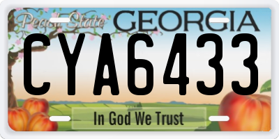 GA license plate CYA6433
