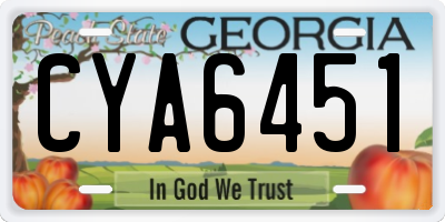 GA license plate CYA6451