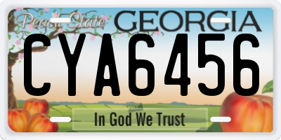 GA license plate CYA6456