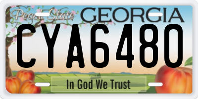 GA license plate CYA6480