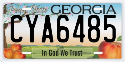GA license plate CYA6485
