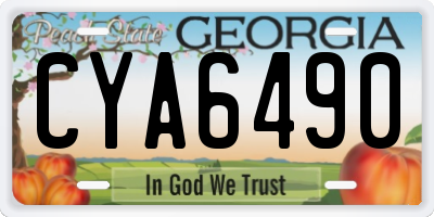 GA license plate CYA6490